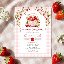 Invitación Rubor Pink Gingham Berry enamorado de la dueña de 