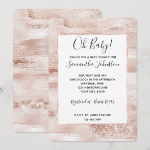 Invitación Rubor Pink Glitzy Purpurina Sparkle Baby Shower