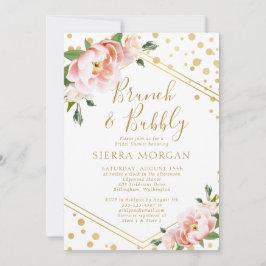 Invitación Rubor Pink Gold Brunch & Bubbly Bridal Shower