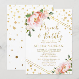 Invitación Rubor Pink Gold Brunch & Bubbly Bridal Shower