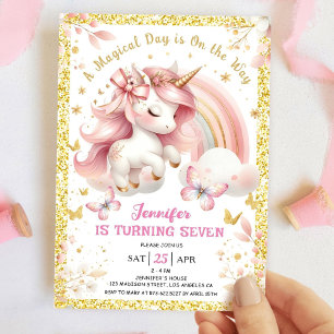 Invitación Rubor Pink & Gold, Chica de la Séptima Fiesta de C