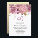 Invitación Rubor Pink Gold Flowers 40th Birthday Fiesta<br><div class="desc">Rubor Pink Gold Flowers 40th Birthday Party Invitation Consulte colección de correspondencias en Nest Store y Nest Store</div>