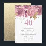 Invitación Rubor Pink Gold Flowers 40th Birthday Fiesta<br><div class="desc">Rubor Pink Gold Flowers 40th Birthday Party Invitation Consulte colección de correspondencias en Nest Store y Nest Store</div>