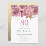 Invitación Rubor Pink Gold Flowers 80th Birthday Party<br><div class="desc">Invitación a la fiesta de cumpleaños 80 de las flores de oro rosadas de Rubor Consulte colección de coincidencias en Nicho y tienda de nidos</div>