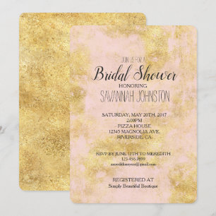 Invitación Rubor Pink Gold Grunge
