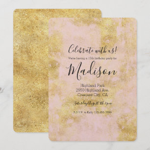 Invitación Rubor Pink Gold Grunge