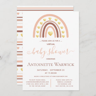 Invitación Rubor Pink Gold Rainbow Virtual Baby Shower