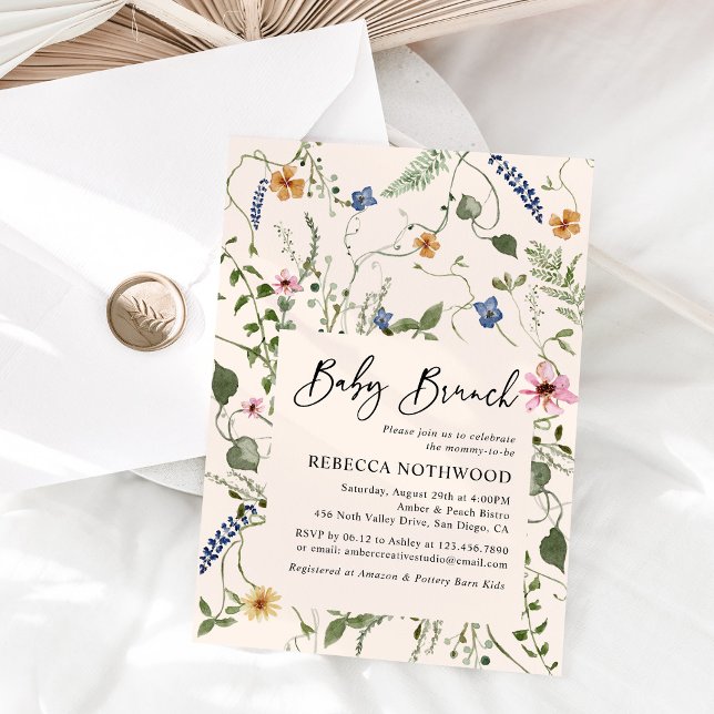 Invitación Rubor Pink Greenery Baby Brunch Shower (Subido por el creador)