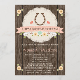 INVITACIÓN RUBOR PINK HORSESHOE WESTERN COWGJIRL BABY SHOWER