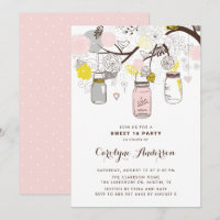 Rubor Pink Mason Jars Floral Sweet Dieciséis Fiest