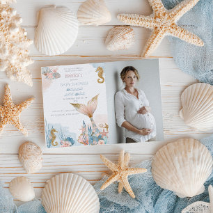 Invitación Rubor Pink Mermaid Tail Baby Shower