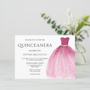 Invitación Rubor Pink Mermaid vestido de traje Quinceanera