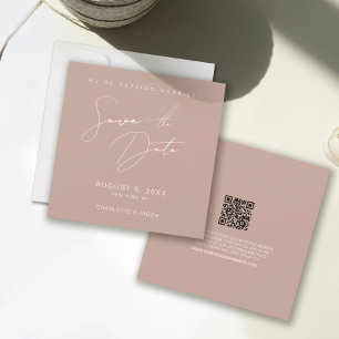 Invitación Rubor Pink Modern Script Wedding Guardar la fecha