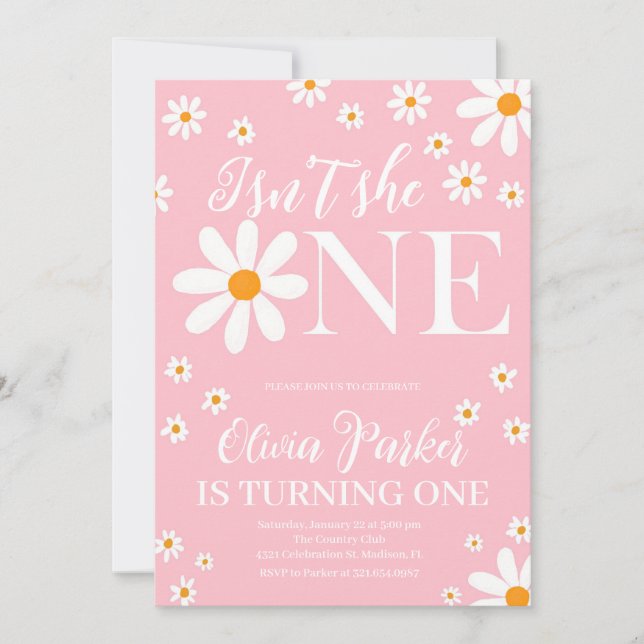 Invitación Rubor Pink no es ella una flor Cumpleaños (Anverso)