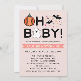 Invitación Rubor Pink Oh Baby Pumpkin Halloween Baby Shower