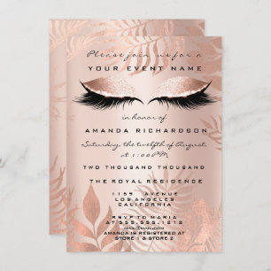 Invitación Rubor Pink Palm EyesGlitter Cobre 16ª Novia