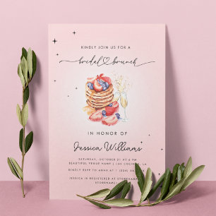 Invitación Rubor Pink Pancake Brunch Bubbly Bribbly Shower