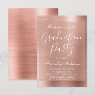 Invitación Rubor Pink - Partido de Graduación Moderna de Oro