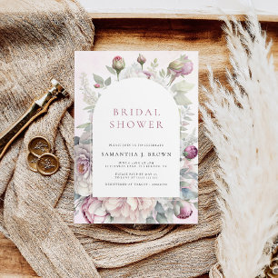 Invitación Rubor Pink Peonies Elegant Floral Bridal Shower