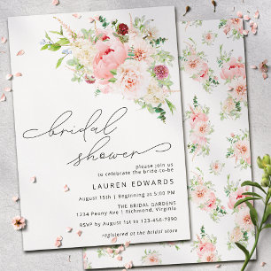 Invitación Rubor Pink Peony Garden Moderna Ducha Bridal