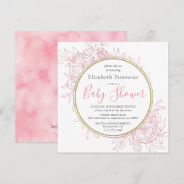 Invitación Rubor Pink Peony Moderno Floral Toile Baby Shower