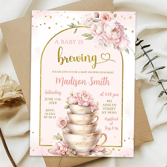 Invitación Rubor Pink Peony Tea Fiesta Baby Shower (Subido por el creador)
