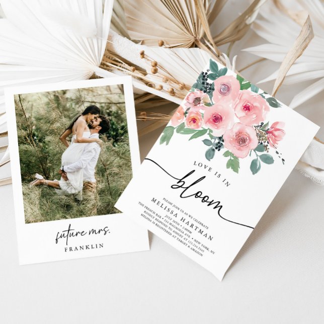 Invitación Rubor Pink Photo Love En Bloom Bridal Shower (Subido por el creador)