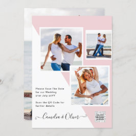 Invitación Rubor PINK Photo Wedding Invitar código QR Guardar