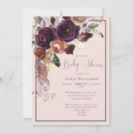 Invitación Rubor Pink, Plum and Gold Baby Shower