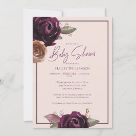 Invitación Rubor Pink, Plum, Purple y Gold Baby Shower