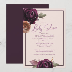 Invitación Rubor Pink, Plum, Purple y Gold Baby Shower