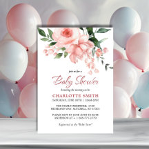 Rubor Pink Rose Floral Watercolor Baby Shower