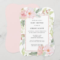 Rubor Pink Rose Gold Floral Baby Shower