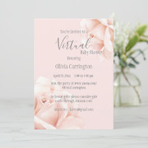 Rubor Pink Roses Script Baby Shower by Virtual