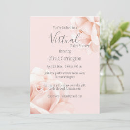 Invitación Rubor Pink Roses Script Baby Shower by Virtual