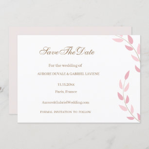 Invitación Rubor Pink sale de otoño Guardar el Boda de fechas