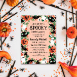 Invitación Rubor Pink Spooky Halloween Kids Birthday Fiesta<br><div class="desc">Invitación a la fiesta de cumpleaños de Halloween con un marco espeluznante de Halloween con calabazas,  gatos,  fantasmas,  cráneos,  taburetes,  murciélagos y hojas de otoño con un fondo rosado.</div>
