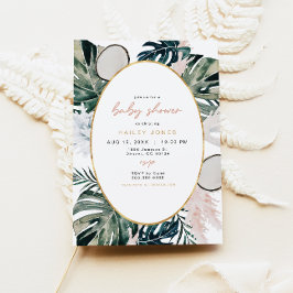 Invitación Rubor Pink Tropical Palm Pampas Baby Shower