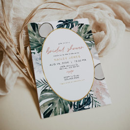 Invitación Rubor Pink Tropical Palm Pampas Bridal Shower Invi