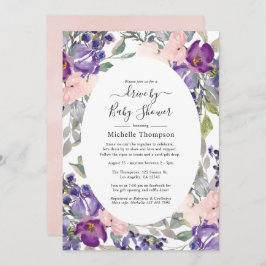 Invitación Rubor Pink, Violet and Plum Drive By Shower