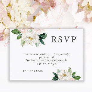Invitación Rubor Pink Watercolor Floral Wedding RSVP Español