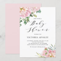 Rubor Pink Watercolor Rosa Floral Baby Shower
