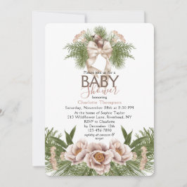 Invitación Rubor Pink Watercolor Winter Floral Baby Shower