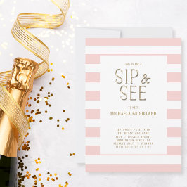 Invitación Rubor Pink White Strike Baby Sip and See