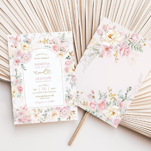 Invitación Rubor Pink Wildflower Mariposa Jardín Boda