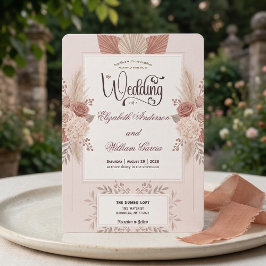 Invitación Rubor Polvo Rosa Jardín Romance Boda