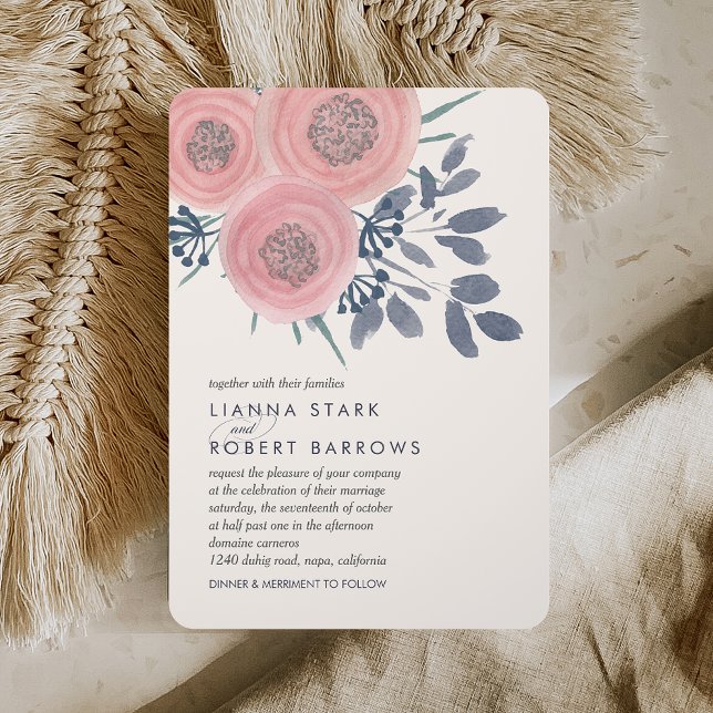Invitación Rubor Poppies Boda floral moderno (Subido por el creador)