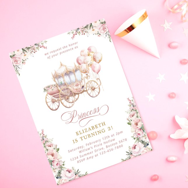 Invitación Rubor Princess Carriage Fairytale Birthday Party (Subido por el creador)