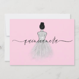 Invitación Rubor Quinceanera con traje clásico blanco y negro