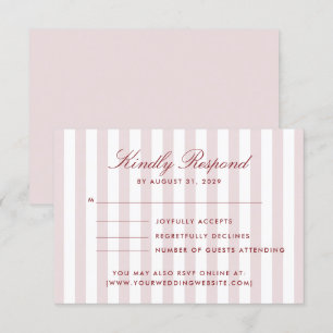 Invitación Rubor Rayas verticales rosadas de boda moderna RSV